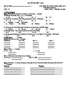 Đề kiểm tra cuối học kì I Toán Lớp 3 - Năm học 2013-2014 - Võ Thị Thùy Linh