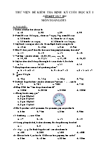 Đề kiểm tra cuối học kì I Toán Lớp 3 - Năm học 2013-2014