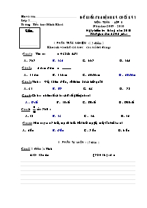 Đề kiểm tra cuối học kì I Toán, Tiếng việt Lớp 3 - Năm học 2009-2010 - Trường Tiểu học Minh Khai