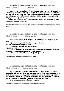 Đề kiểm tra cuối học kì II môn Đọc thành tiếng Lớp 2 - Năm học 2012-2013