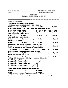 Đề kiểm tra cuối học kì II môn Toán Lớp 3 - Năm học 2007-2008