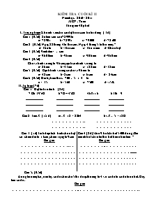 Đề kiểm tra cuối học kì II Toán Lớp 3 (Có đáp án) - Năm học 2010-2011