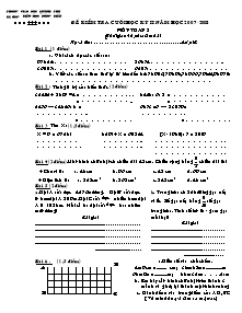 Đề kiểm tra cuối học kì II Toán Lớp 3 - Năm học 2007-2008 - Trường Tiểu học Đồng Tiến