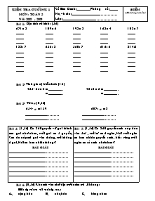 Đề kiểm tra cuối học kỳ I Toán Lớp 3 - Năm học 2008-2009