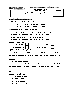 Đề kiểm tra cuối học kỳ II Toán Lớp 3 - Năm học 2007-2008 - Trường Tiểu học Hòa Lý