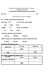 Đề kiểm tra cuối năm môn Toán Khối 3 - Năm học 2009-2010
