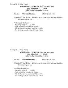 Đề kiểm tra cuối năm Tiếng việt Lớp 3 - Năm học 2012-2013 - Trường Tiểu học Lê Hồng Phong