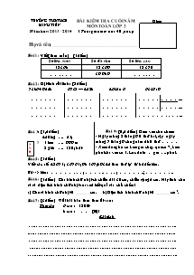 Đề kiểm tra cuối năm Toán Lớp 3 - Năm học 2013-2014 - Trường Tiểu học Minh Tiến