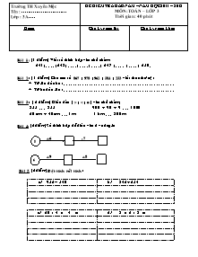 Đề kiểm tra đầu năm môn Toán Lớp 3 - Năm học 2011-2012 - Trường Tiểu học Xuyên Mộc