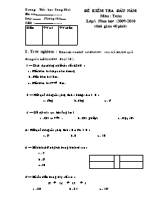 Đề kiểm tra đầu năm Toán, Tiếng việt Lớp 3 - Năm học 2009-2010 - Trường Tiểu học Song Mai