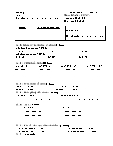 Đề kiểm tra định kì cuối học kì II Toán Lớp 3 - Đề 3 - Năm học 2013-2014