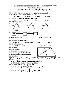 Đề kiểm tra định kì giữa học kì I Toán Lớp 3 (Có đáp án) - Năm học 2008-2009