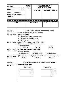 Đề kiểm tra định kì giữa học kì II Toán Khối 3