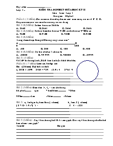 Đề kiểm tra định kì giữa học kỳ II môn Toán Khối 3