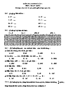 Đề kiểm tra định kì lần 1 môn Toán Lớp 3