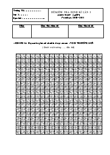 Đề kiểm tra định kì lần 1 Tiếng việt Lớp 2 - Năm học 2010-2011 (Có đáp án)