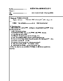 Đề kiểm tra định kì lần 1 Tiếng việt Lớp 3 - Năm học 2008-2009