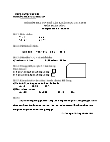 Đề kiểm tra định kì lần 1 Toán Lớp 3 - Năm học 2013-2014 - Trường Tiểu học Hà Sen