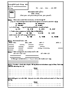 Đề kiểm tra định kì lần 1 Toán, Tiếng việt Lớp 4 - Năm học 2009-2010 - Trường Tiểu học Nguyễn Thượng Hiền