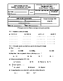 Đề kiểm tra định kì lần 2 Toán Lớp 3 - Năm học 2013-2014 - Trường Tiểu học Nguyễn Văn Trỗi