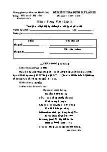 Đề kiểm tra định kì lần 3 Tiếng việt Lớp 3 - Năm học 2009-2010 - Trường Tiểu học số 2 Thị Trấn