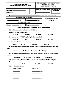 Đề kiểm tra định kì lần 3 Toán Lớp 3 - Năm học 2013-2014 - Trường Tiểu học Nguyễn Văn Trỗi