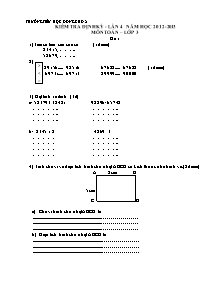 Đề kiểm tra định kì Toán Lớp 3 - Năm học 2012-2013 - Lương Thị Bích Loan