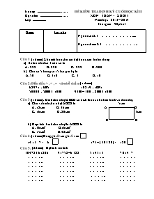 Đề kiểm tra định kỳ cuối học kì II Toán Lớp 3 - Năm học 2013-2014