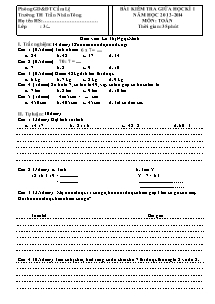 Đề kiểm tra giữa học kì I môn Toán Lớp 3 - Năm học 2013-2014 - Lê Thị Minh Ngọc