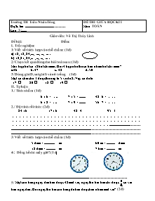 Đề kiểm tra giữa học kì I môn Toán Lớp 3 - Năm học 2013-2014 - Võ Thị Thùy Linh