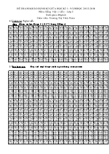 Đề kiểm tra giữa học kì I Tiếng việt Lớp 3 - Năm học 2013-2014 - Trương Thị Vĩnh Thảo
