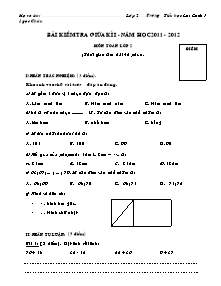 Đề kiểm tra giữa học kì I Toán Lớp 2 - Năm học 2011-2012 - Trường Tiểu học Lai Cách 1