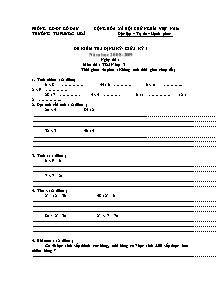 Đề kiểm tra giữa học kì I Toán Lớp 3 - Năm học 2008-2009 - Trường Tiểu học Phước Hòa