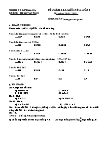 Đề kiểm tra giữa học kì I Toán Lớp 3 - Năm học 2008-2009 - Trường Tiểu học Lê Văn Tám