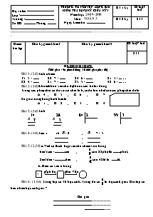 Đề kiểm tra giữa học kì I Toán Lớp 3 - Năm học 2009-2010 - Trường Tiểu học Nguyễn Công Sáu