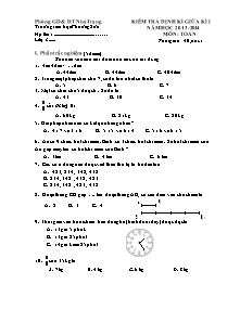 Đề kiểm tra giữa học kì I Toán Lớp 3 - Năm học 2013-2014 - Trường Tiểu học Phương Sơn