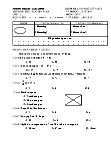Đề kiểm tra giữa học kì I Toán Lớp 3 - Năm học 2013-2014 - Trường Tiểu học Bình An