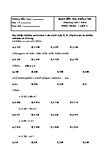 Đề kiểm tra giữa học kì II môn Toán Lớp 3 - Năm học 2011-2012