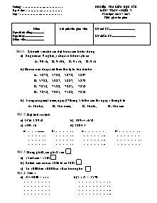 Đề kiểm tra giữa học kì II môn Toán Lớp 3 - Năm học 2012-2013