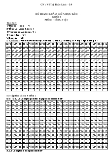 Đề kiểm tra giữa học kì II Tiếng việt Lớp 3 - Năm học 2013-2014 - Võ Thị Thùy Linh