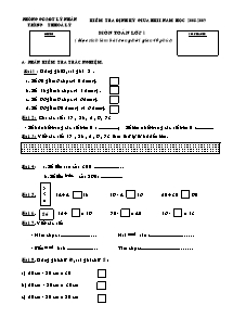 Đề kiểm tra giữa học kì II Toán cấp Tiểu học - Năm học 2008-2009 - Trường Tiểu học Hòa Lý