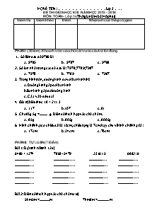 Đề kiểm tra giữa học kì II Toán Lớp 3 (Kèm đáp án) - Năm học 2013-2014