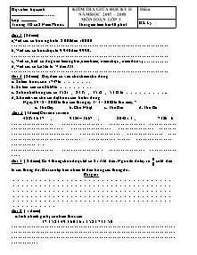 Đề kiểm tra giữa học kì II Toán Lớp 3 - Năm học 2007-2008 - Trường Tiểu học số 2 Nam Phước