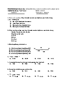 Đề kiểm tra giữa học kì II Toán Lớp 3 - Năm học 2008-2009 - Trường Tiểu học Lê Văn Tám