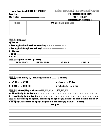 Đề kiểm tra giữa học kì II Toán Lớp 3 - Năm học 2008-2009 - Trường Tiểu học Hồ Chơn Nhơn