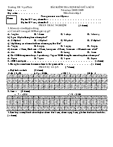 Đề kiểm tra giữa học kì II Toán Lớp 3 - Năm học 2008-2009 - Trường Tiểu học Vạn Phúc
