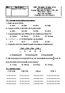 Đề kiểm tra giữa học kì II Toán Lớp 3 - Năm học 2008-2009 - Trường Tiểu học Cao Nhân