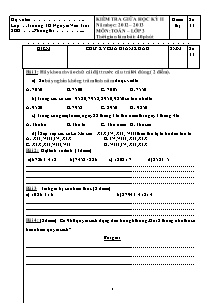 Đề kiểm tra giữa học kì II Toán Lớp 3 - Năm học 2012-2013 - Trường Tiểu học Nguyễn Văn Trỗi