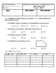Đề kiểm tra giữa học kì II Toán Lớp 3 - Năm học 2012-2013 - Trường Tiểu học Kim Đồng