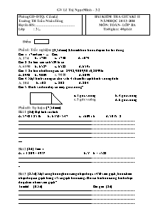 Đề kiểm tra giữa học kì II Toán Lớp 3 - Năm học 2013-2014 - Lê Thị Ngọc Minh